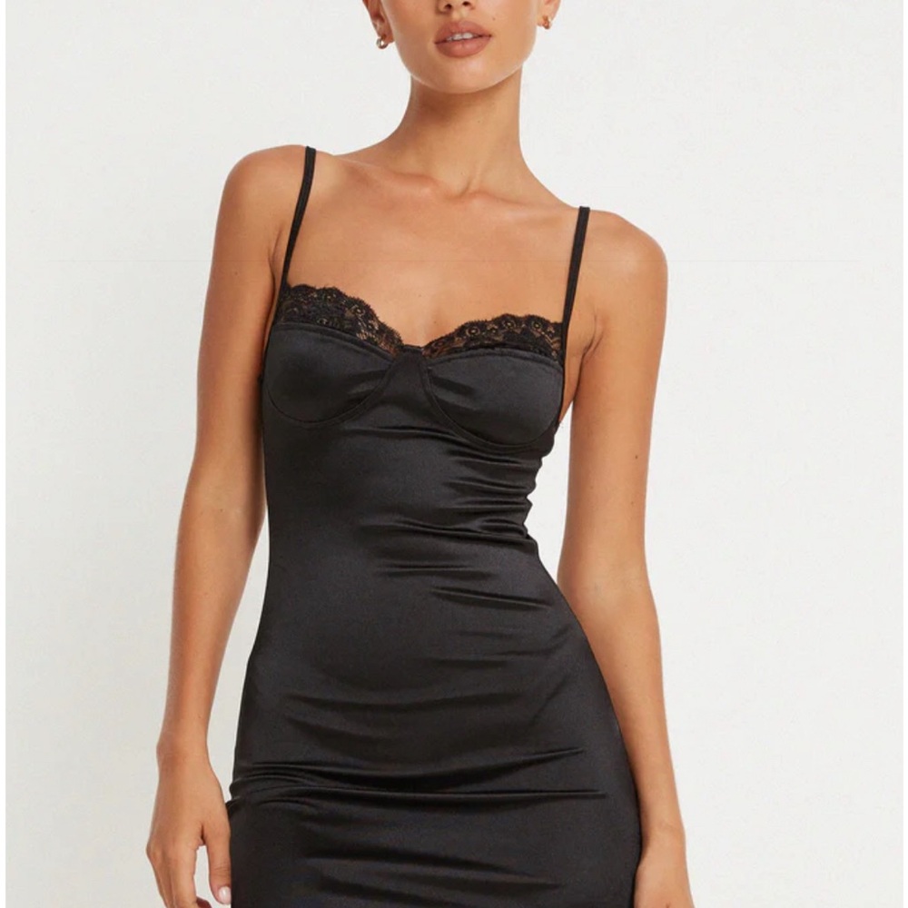 Black Lace Trim Dress